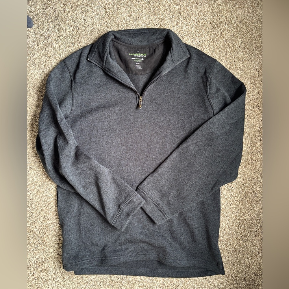 Haggar Men's Charcoal Zip-Up Sweater
